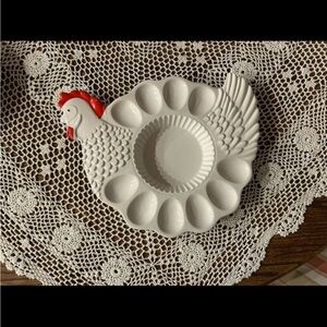 Vintage egg tray glass price firm on wooden shelf